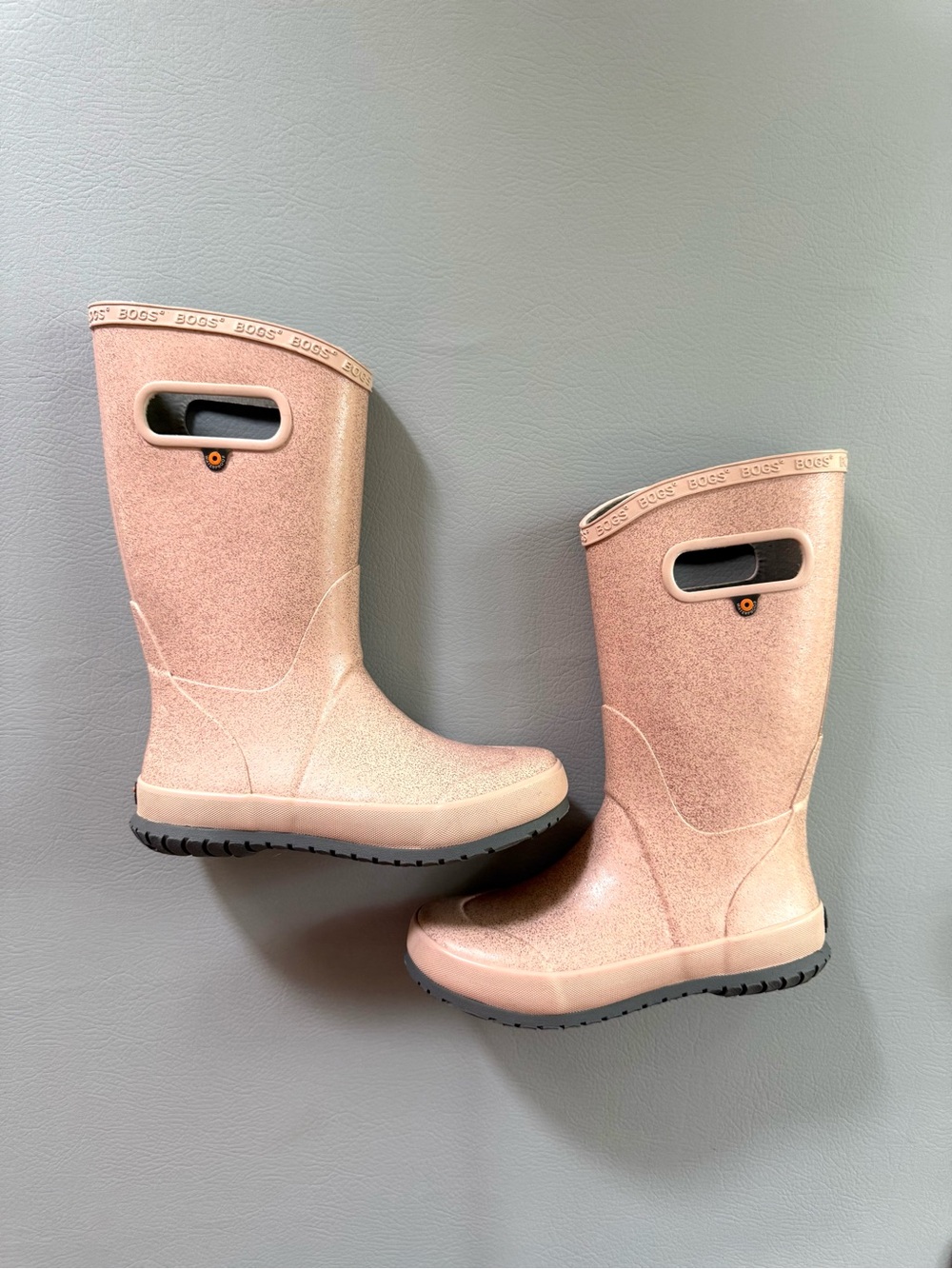 Bogs Girls Rose Gold Glitter Rainboots Rain Boots Waterproof size 2 US Big Kids